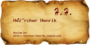 Hörcher Henrik névjegykártya